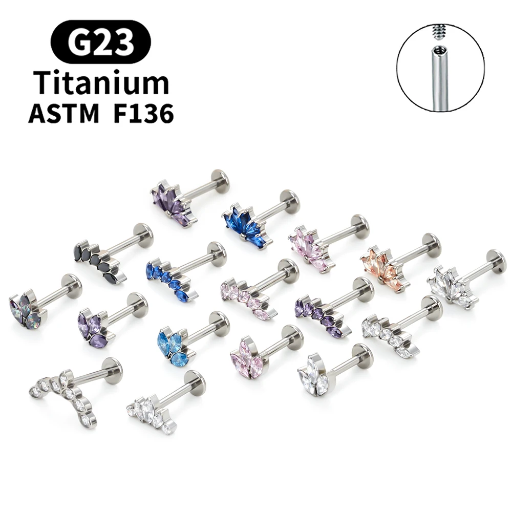 

G23 Titanium Piercing Stud Earrings Diaphragm Labret Internally Threaded Sexy Body Jewelry Fashion Accessories