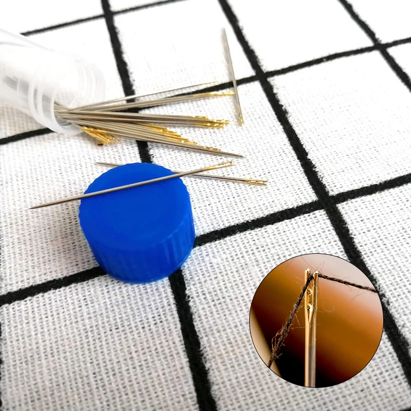 Игла с двойным отверстием швейные инструменты игла для ручного шитья резьбы без