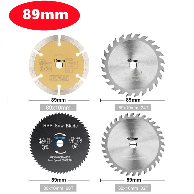 

TCT saw blade 89x10mm wood cutting disc Hard alloy inclined circular saw blade, used for PVC plastic cutting woodworking tools