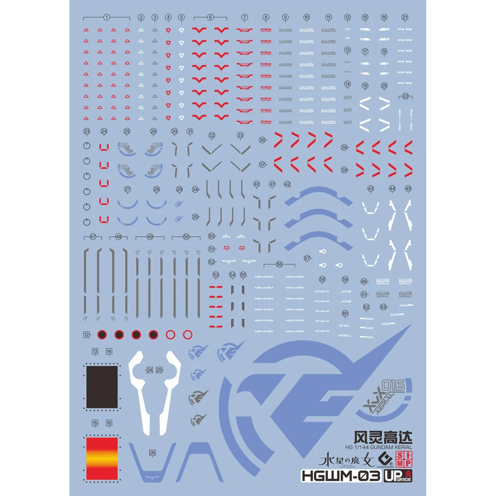 

Наклейки на модели EVO HGWM-03 для HG 1/144 AERIAL, флуоресцентные водные наклейки «Ведьма Меркурия»