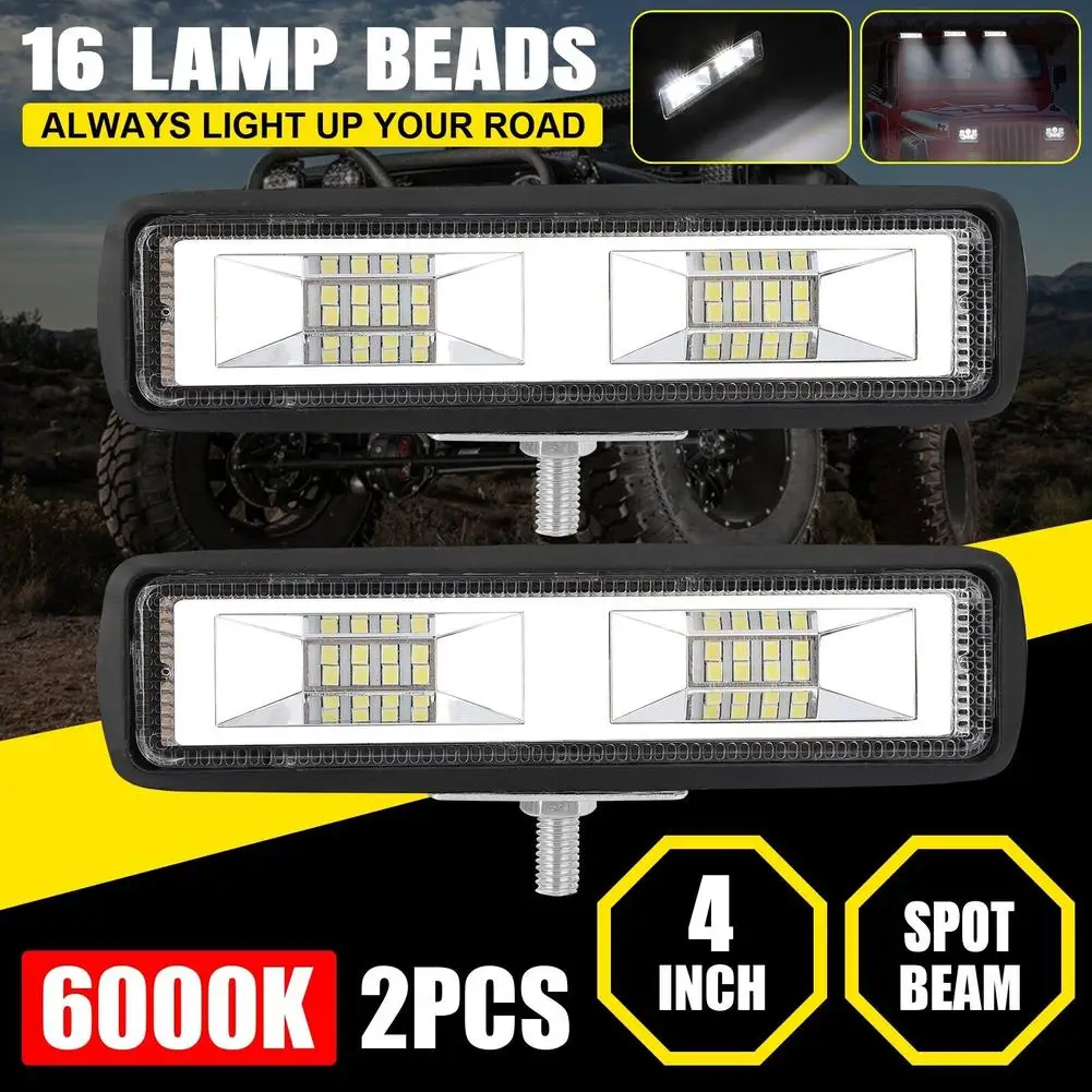 

2pcs 6 Inch Led Work Light Bar 60w 6000k Flood Light Combination Fog Lamp Driving Lamp For Truck 4wd
