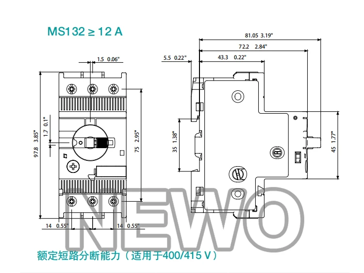 Оригинальный автоматический выключатель для защиты двигателя серии ABB MS132 0 25 4 63 2