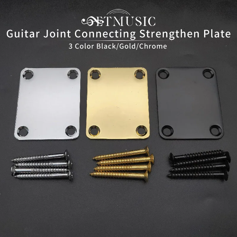 

Black/Gold/Chrome Electric Guitar Neck Plate Bass Guitar Neck Strength Connecting Board Joint Plate - Including 4 Screws