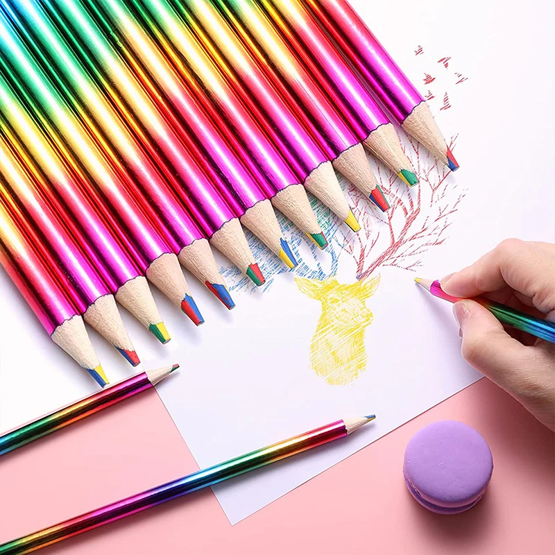 

12Pcs Gradient Rainbow Pencils Jumbo-Colored Pencils for Adults Multicolored Pencils for Art Drawing Coloring Sketching