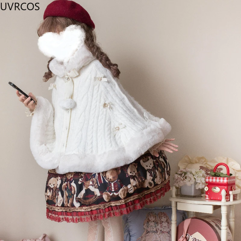 Плюшевое пончо с капюшоном цвет в ассортименте