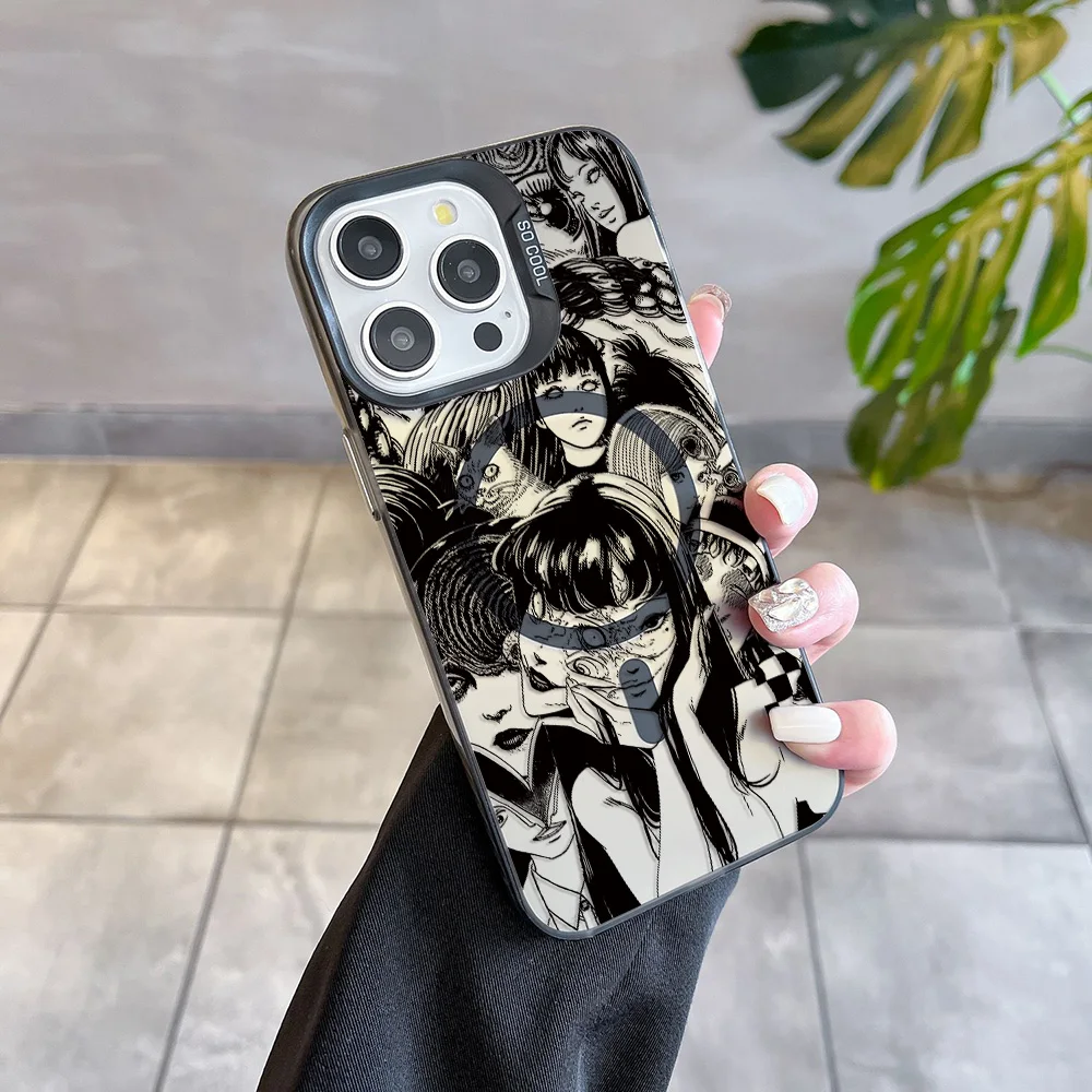 Фото Junji Ito Terror Horror Magsafe Магнитный чехол для Samsung S25 S24 S23 S22 S21 S20 FE Plus Ultra 5G Мягкая посеребренная задняя крышка №5