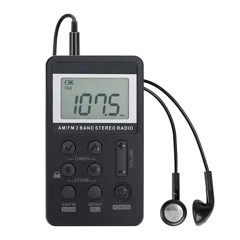 Цифровой радиоприемник HRD-103 AM, портативный карманный приемник с FM-радио и ЖК-экраном 1,5 дюйма