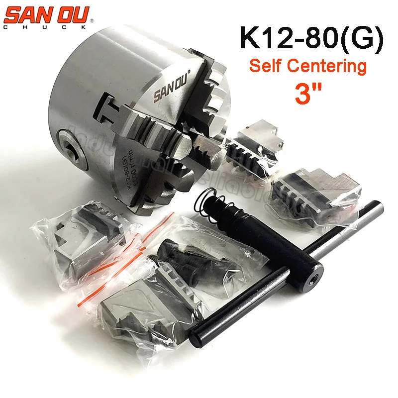 

Sanou бренд K12-80 (G) 3 "4-х кулачковый патрон для токарного станка 80 мм, Самоцентрирующийся M6 принадлежности токарного станка для мини-токарного с...