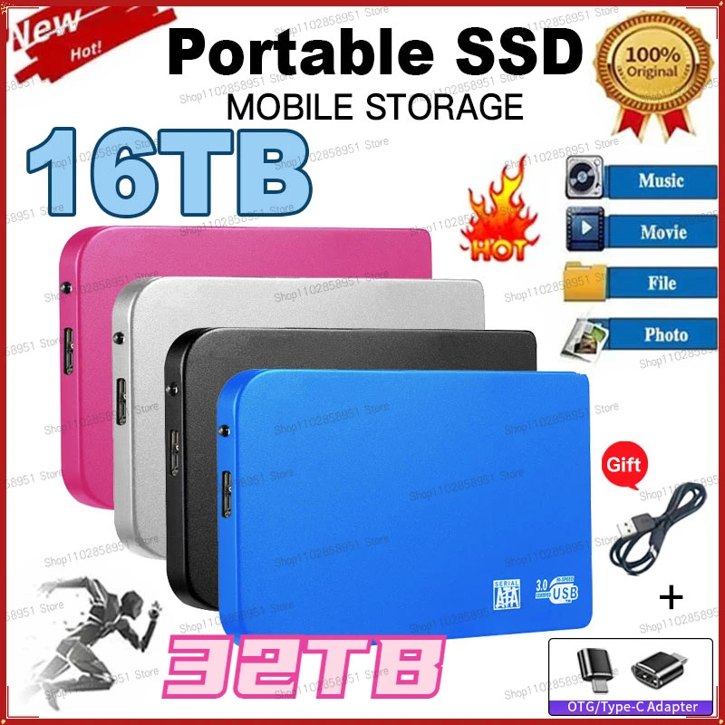 

32TB High-speed Portable SSD 2TB External Solid State Hard Drive USB3.0 Interface HDD Original Mobile Hard Drive for Laptop Ps5