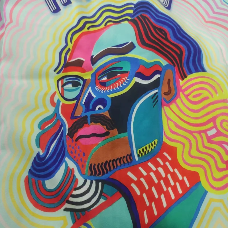 Thin Fabric Casablanca Shortpant Shirt Set Rainbow Stripe Colorful Man Portrait Print Suit Hawaii Beach Surf For Men Women