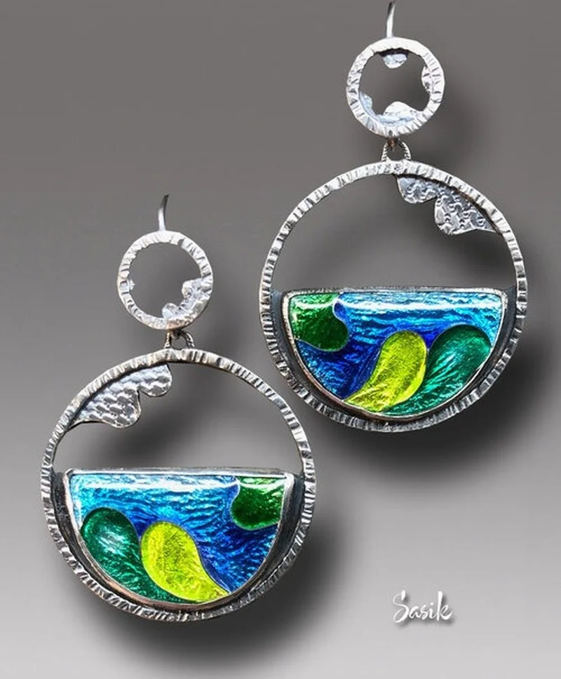 Enamel colorful and elegant earrings are versatile and super immortal ocean Cube Earrings