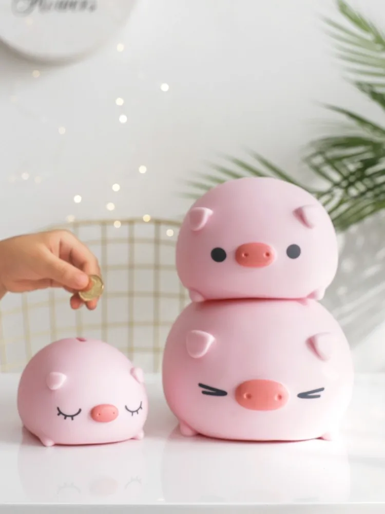 

Cute Silicone Pig Piggy Bank Adult Children Creative Hidden Safe Anti Fall Coin Money Box Cartoon Gift Living Room Home Decor
