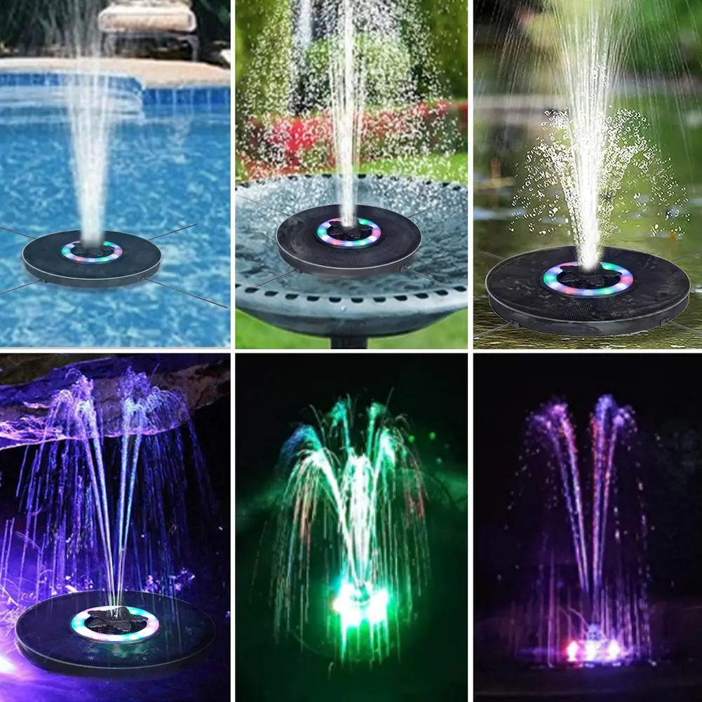 Водяной фонтан RGB с 6 светодиодами бассейн дистанционным управлением солнечный