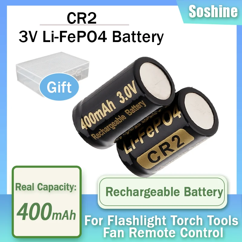 Soshine 3 в 400 мАч CR2 15266 KCR2 CR15H270 CR15266 Перезаряжаемый Аккумулятор LiFePO4 для Светодиодный