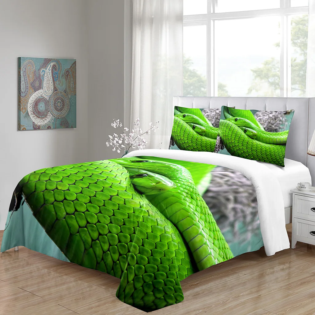

Snack! King Size Duvet Cover Set Green Design Microfiber Soft &Smooth Bedding Sets with Zipper Closure 2 Pillow Shams