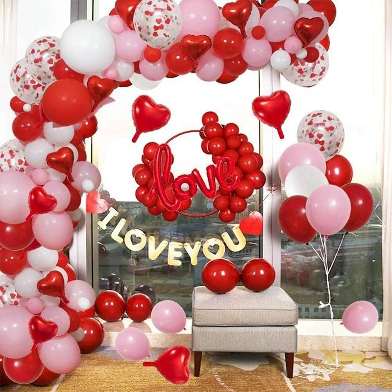 

Valentine's Day Pink Red Balloon Garland Kit Set Valentine Wedding Balloons Home Party Decors