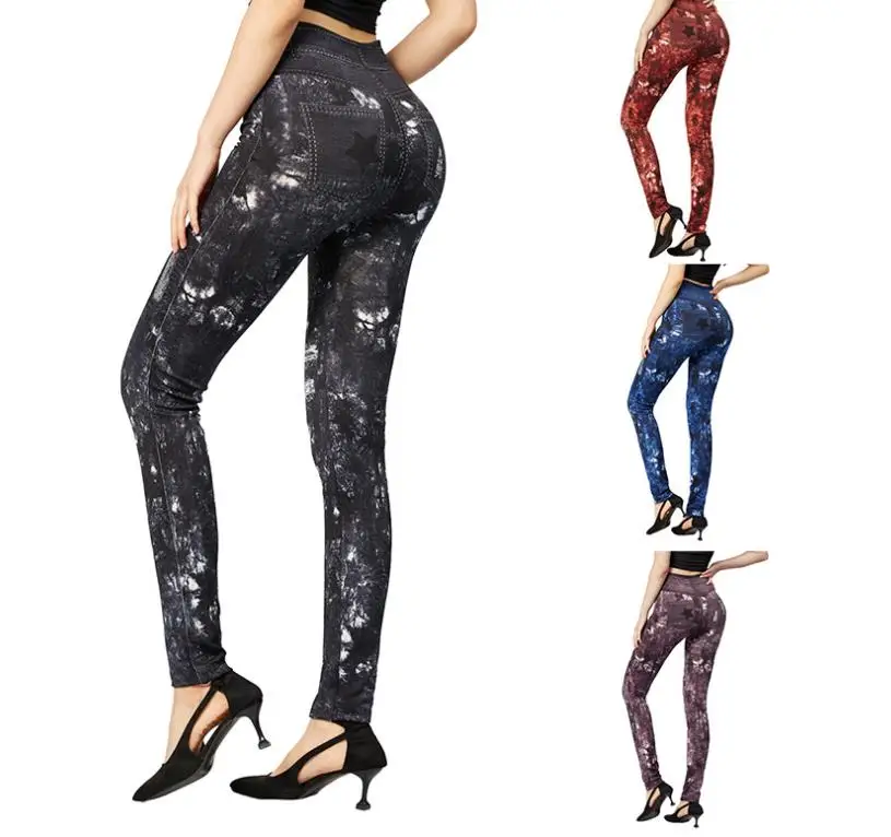 Y2K Casual Cropped Pants for Women 2023 Spring/Summer New Printed High Elasticity Tight Fitting Pants Versatile Daily Commuting