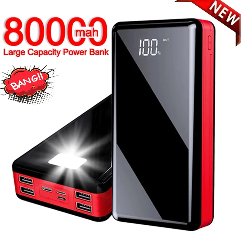 

80000mAh Power Bank with High Capacity Outdoor Travel Portable Fast Charging 80000mAh Poverbank for Xiaomi Samsung IPhone