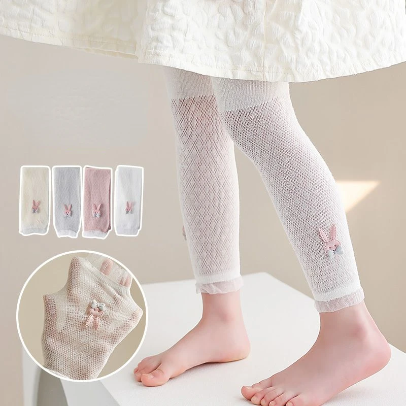 

Baby Girls Lace Leggings Kids Cotton Soild Color Calf Length Pant Summer 1 To 10 Years Old Children's Clothing Hollow Out Tights