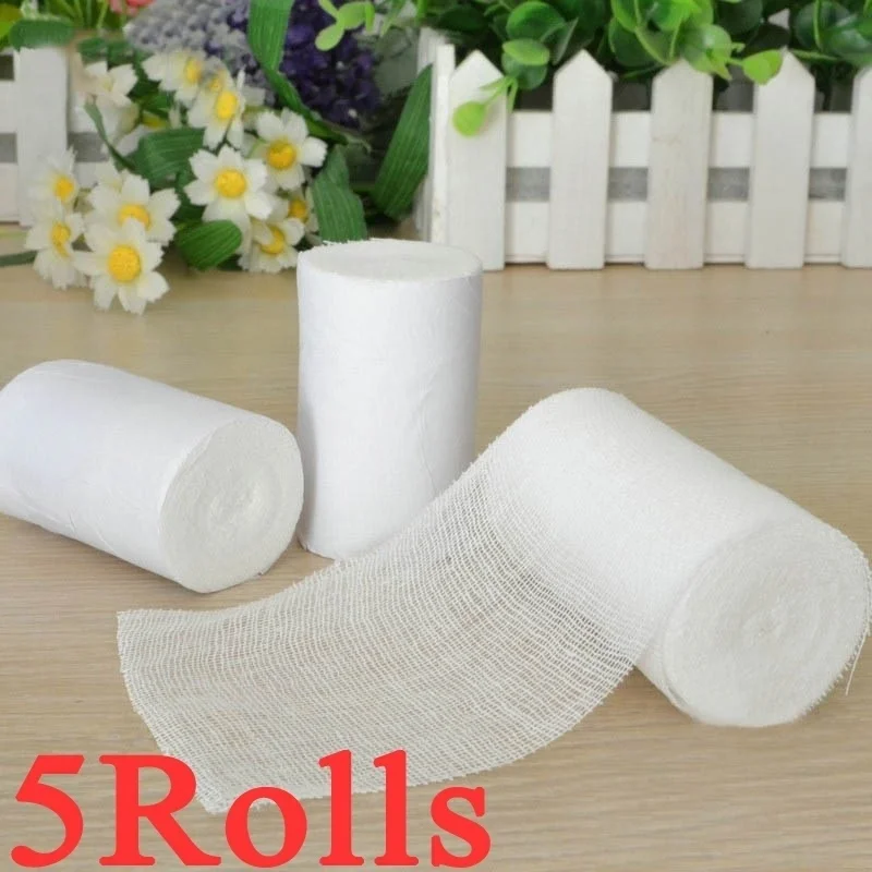 

5 Rolls Gauze Bandage for Finger Joint Wrapping Exercise Emergency First Aid PBT Elastic Bandages Breathable Cotton Wound Care