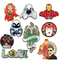 disney marvels superhero iron man moon knight scarlet witch loki badge metal enamel lapel pins for backpack button brooches