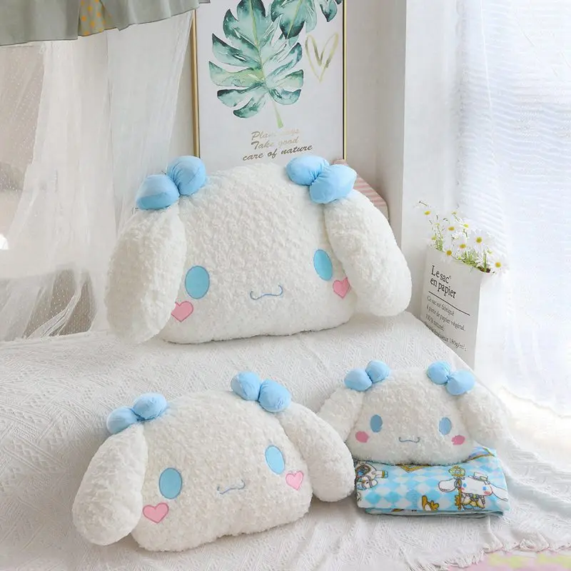 

Japanese Kawaii Big-eared Dog Plush Big Pillow With Blanket Sofa Bed Cushion White Dog Stuffed Toy Holiday Gift For Girlfriend