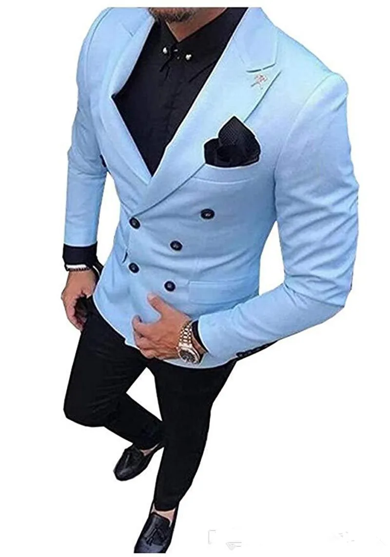 

Customize Groom Tuxedos Double-Breaste Men's Suit Jacket Blazers Halloween Costume Elegant For Luxury Man Suit's For Wedding 057