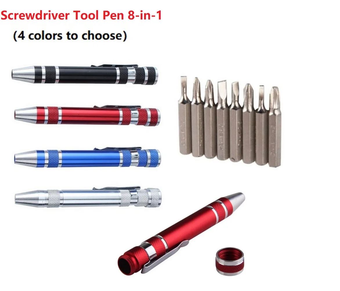 

8 In 1 Multi-function Screwdriver Tool Pocket Precision Mini Screwdriver Multi-purpose Pen Aluminum Alloy Pen DIY Repair Tool