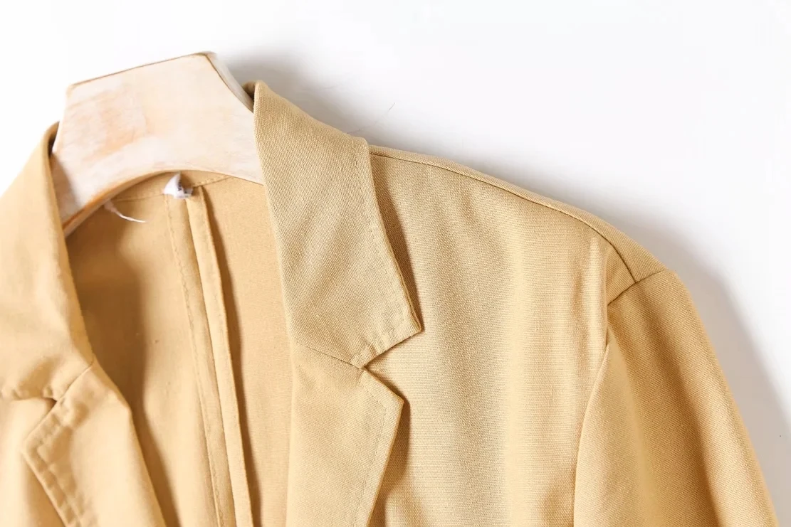 Withered 2023 Indie Folk England Style Office Lady Fashion Simple Pure Color Linen Casual Blazers Women Jackets Tops