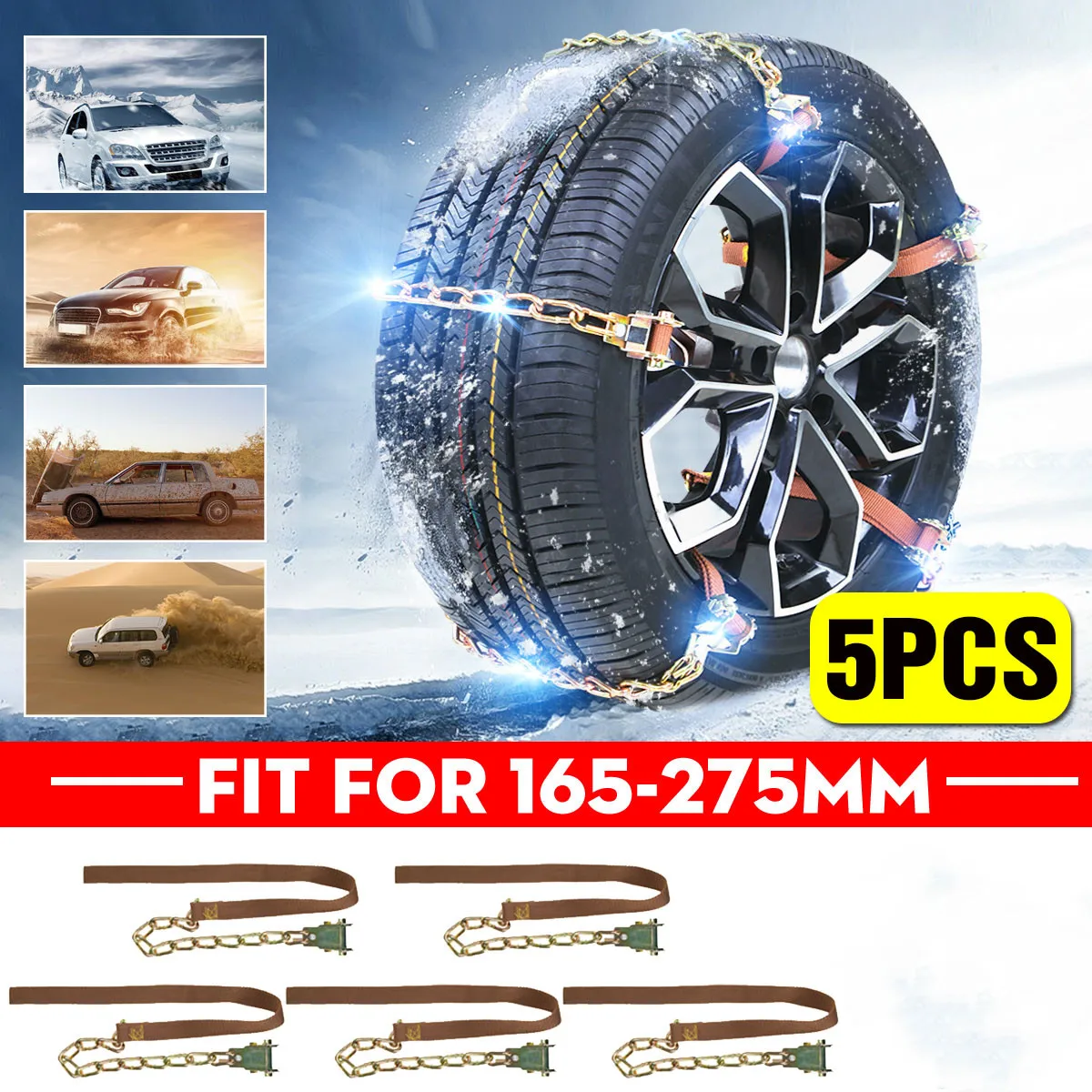 5 шт. автомобильные шины снежные цепи зимний автомобильный ремень для колес