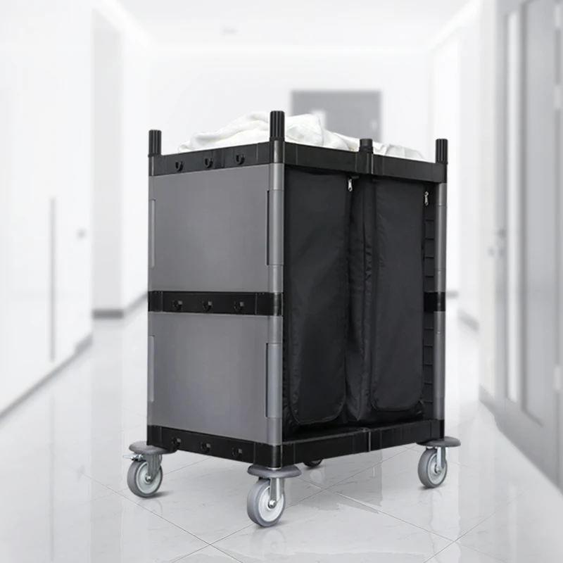 Пластиковая тележка для горничной обслуживания белья чистки гостиничного