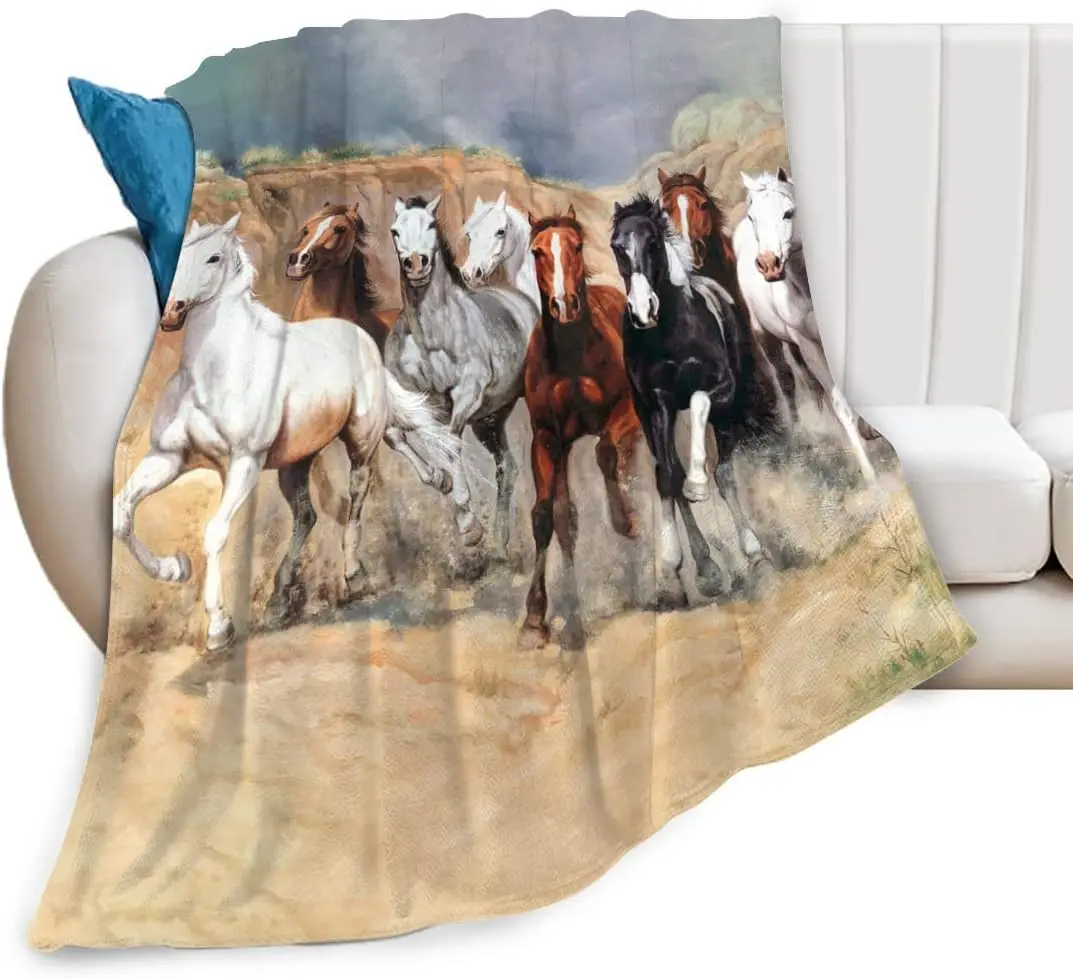 

Одеяло с завитой лошадью, супер мягкое теплое удобное пушистое флисовое легкое фланелевое одеяло, дикое животное, уютное пушистое
