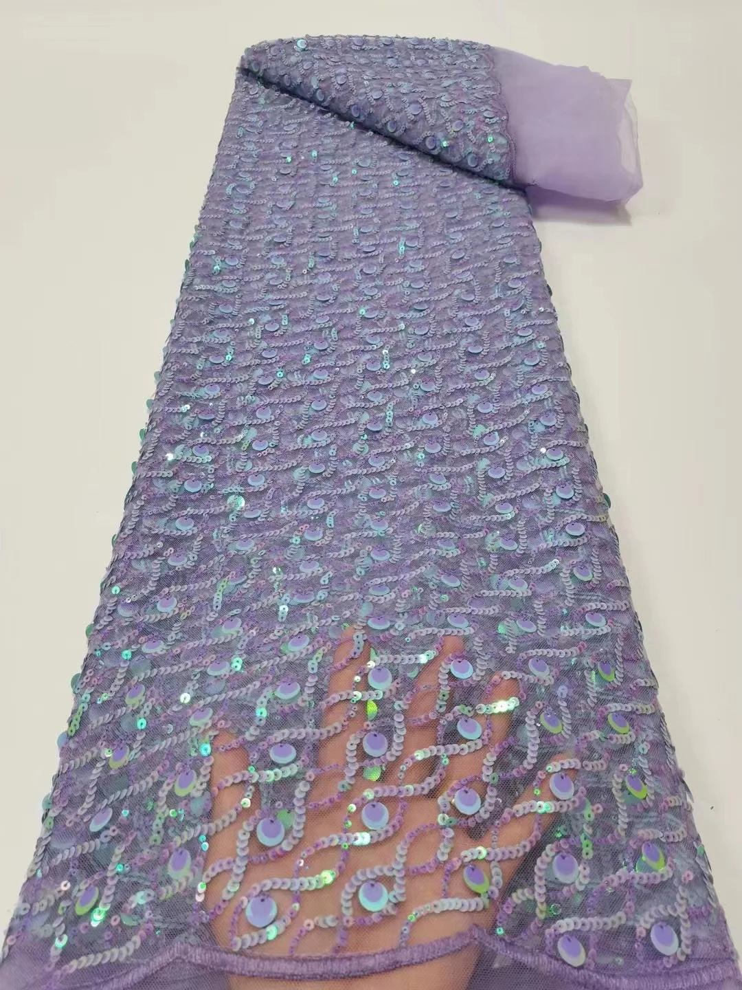 

African Sequence Lace Fabric New Arrival 2022 High Quality Mesh Fabric Material French Sequins Tulle Lace For Wedding Dress Sew