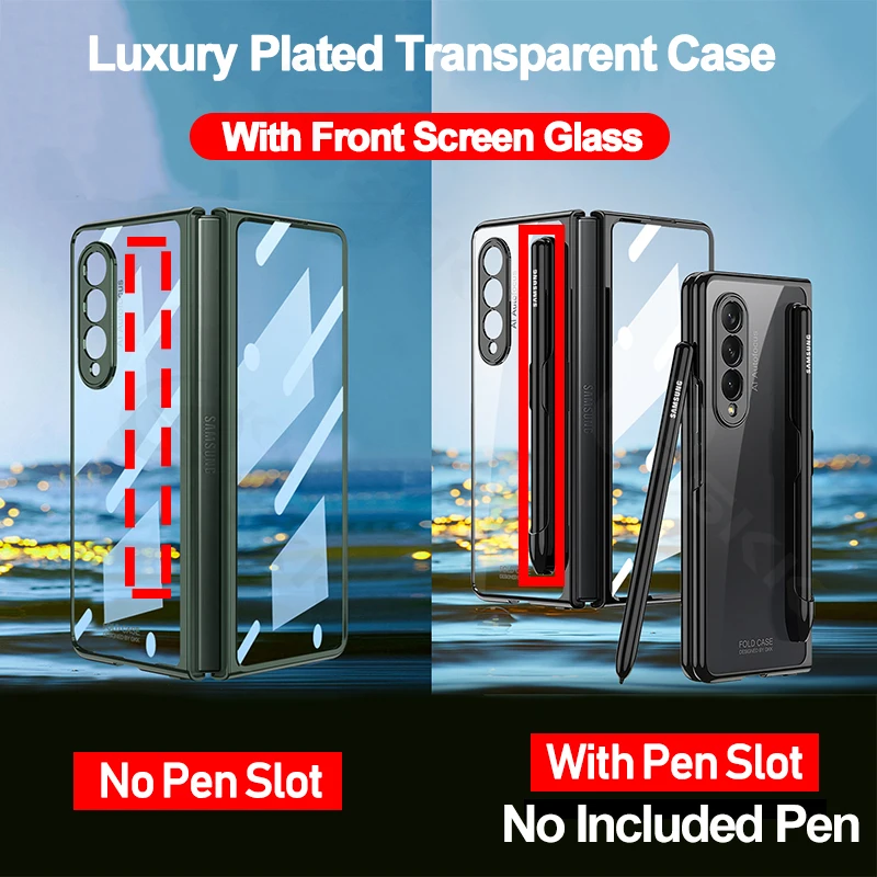 Suitable for Samsung Z fold4 phone case foldable screen fold4 transparent airbag PC360 ° anti drop solid color case