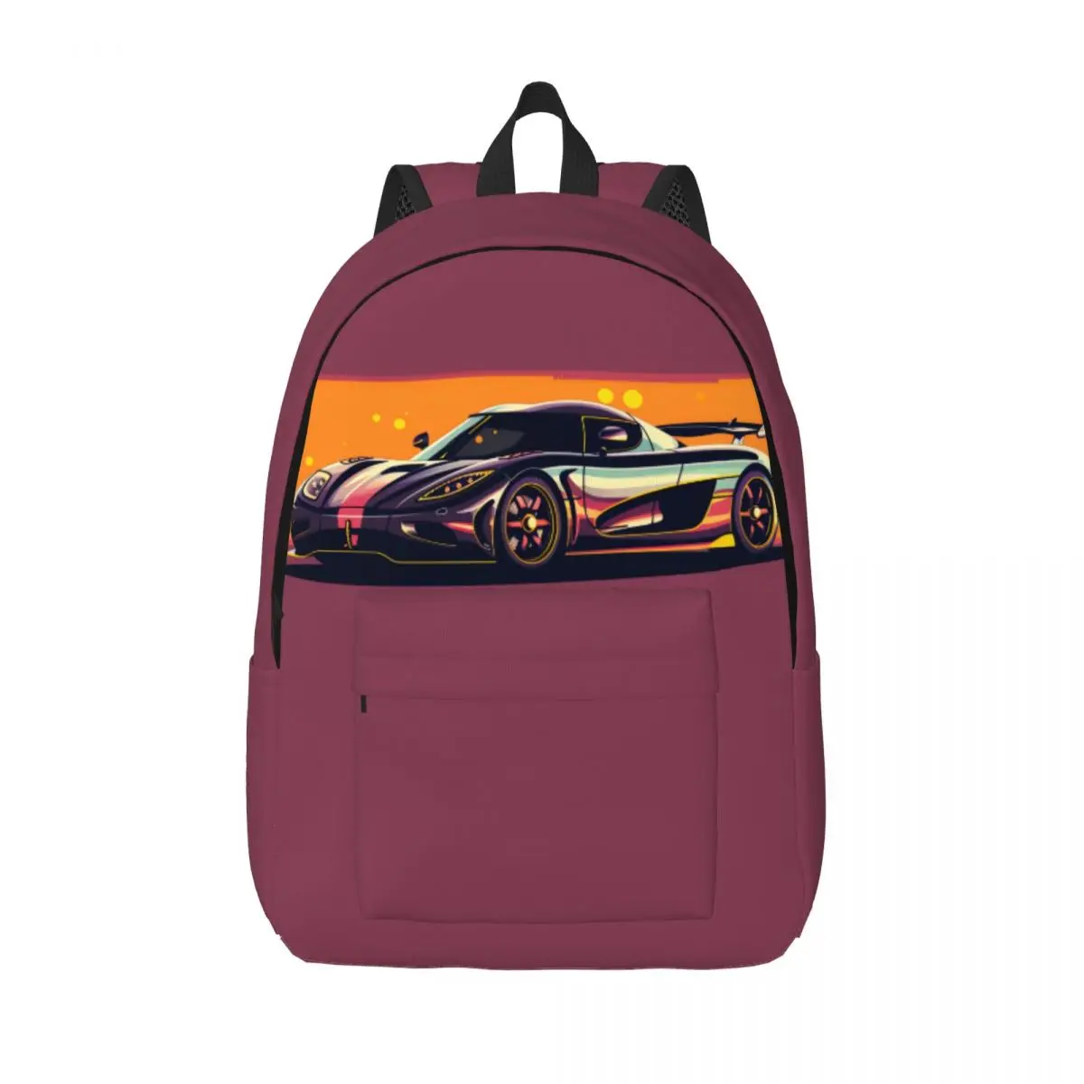 

Ultimate Sports Car Canvas Backpacks 2D Elements Cartoon Breathable Cool Backpack Daily Bags