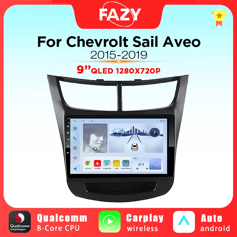 Автомагнитола на Android для Chevrolet Sail Aveo 2015-2019 с GPS-Навигатором и стерео-экраном 4G Wi-Fi