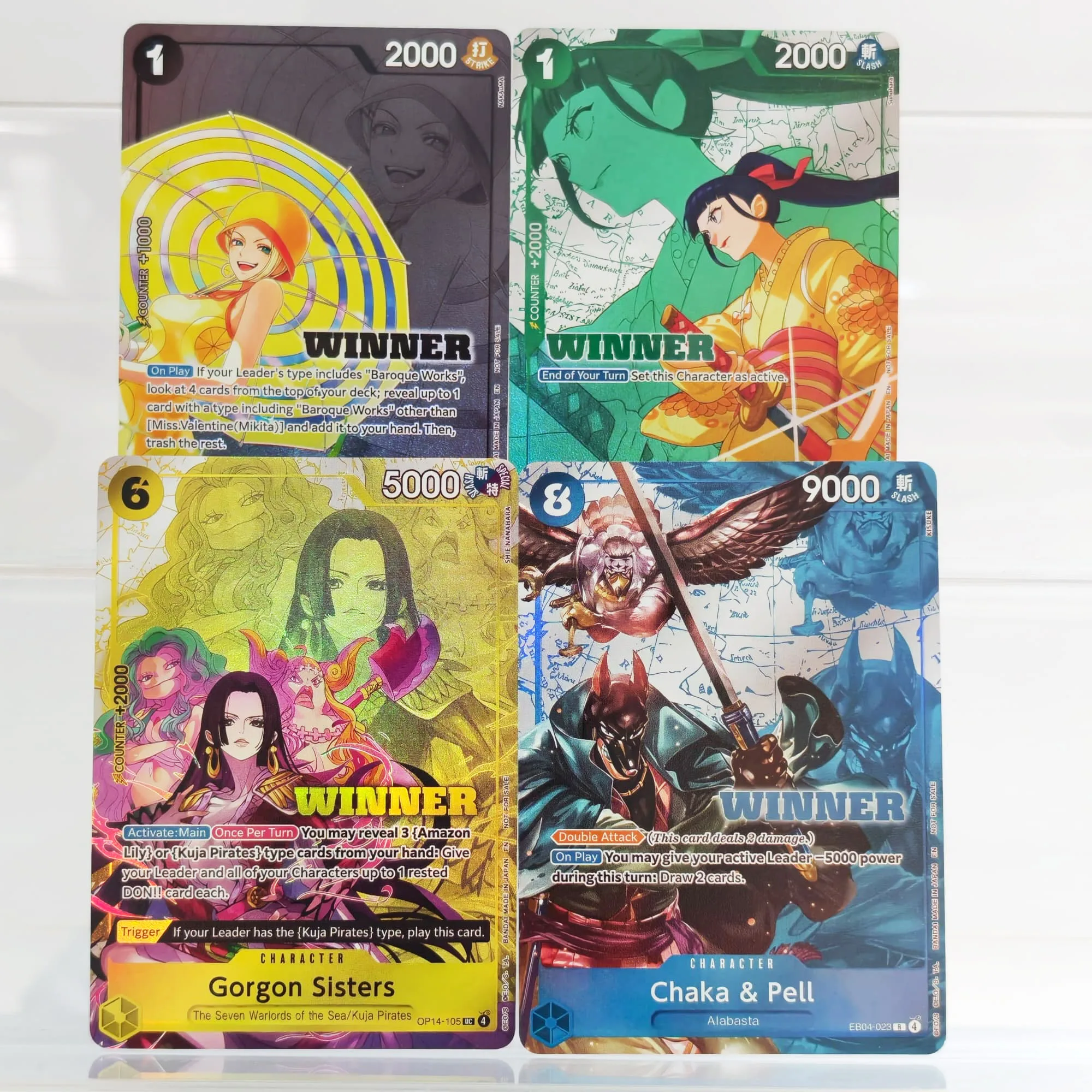 Фото DIY Proxy One Piece English Store Tournament Winner 2026 Vol 3 Chaka Pell Kikunojo Valentine Mikita Gorgon Sisters Game Card Toy №1