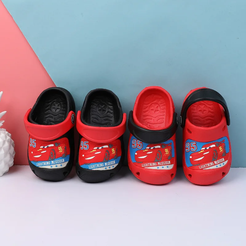 Disney Cartoon Home Parent-child Baotou Slippers Fashion Car Children's Hole Shoes Anti-collision Foot Protection Hole Shoes