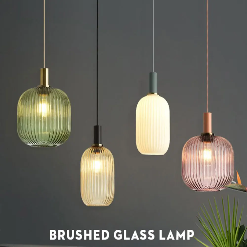 

Скандинавская стеклянная Подвесная лампа в стиле ретро для ресторана, креативный светильник для гостиной, простая прикроватная Светодиодная лампа E27