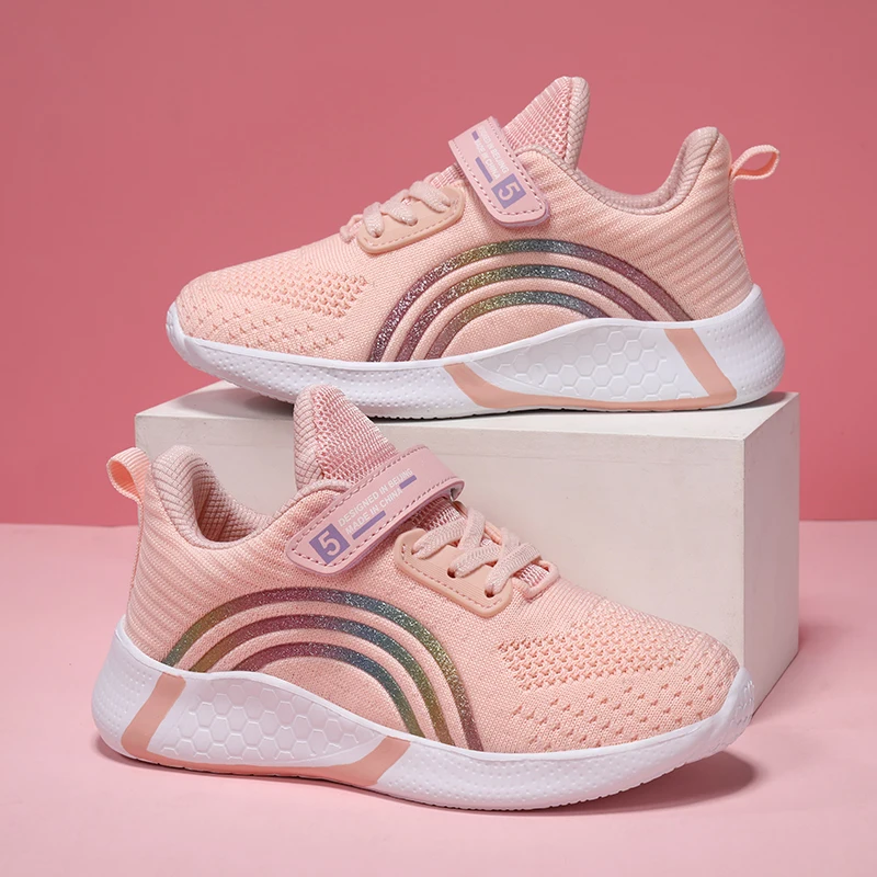

2022 Sport Shoes for Girls Summer Breathable Lightweight Tennis Sneakers Kids 12 Years Old Casual Walking Shoes Non-slip Outdoor