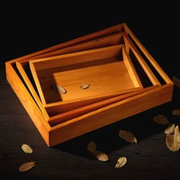 retro wooden tray durable rectangular dessert food decorative serving trays japanese style desktop decoration crafts organizer