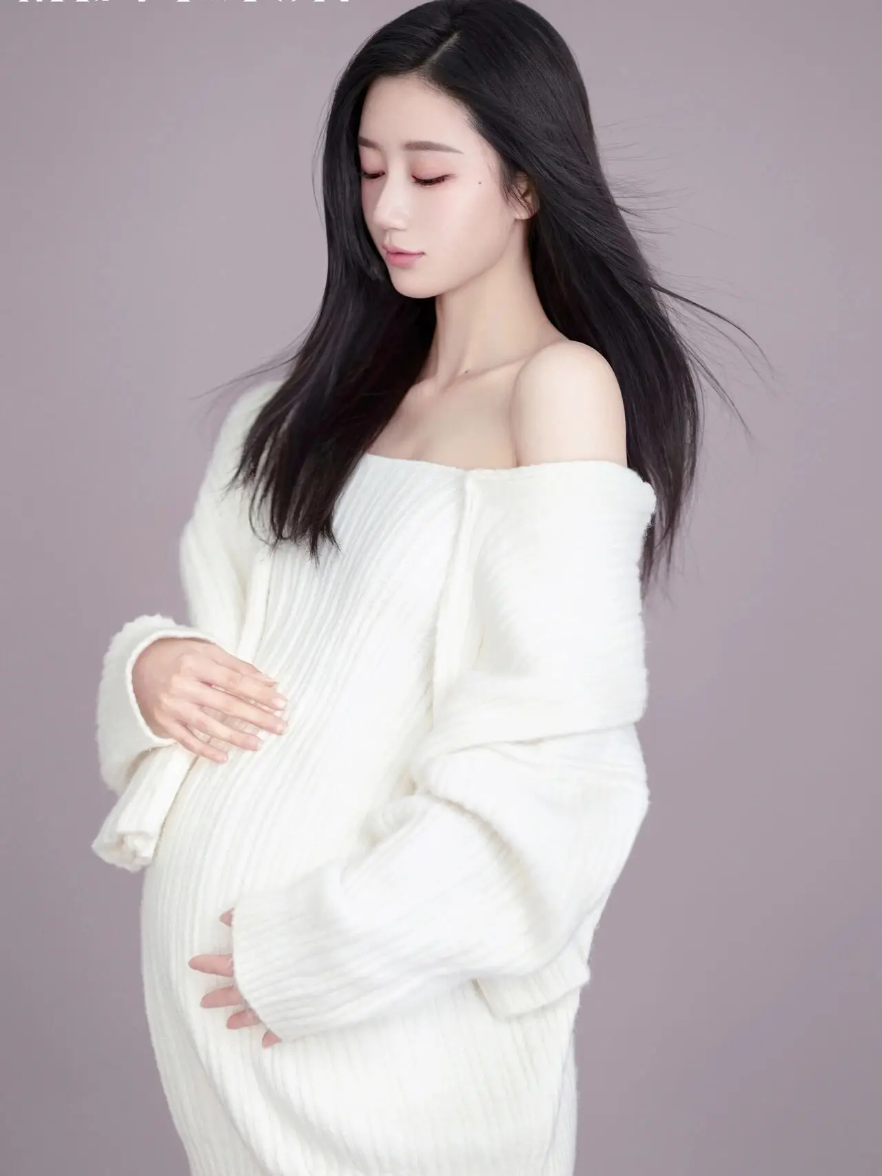 Women Photography Props Maternity White Knitted Off-shoulder Sweaters Pants 2pcs Pregnancy Elegant Studio Shooting Photo Clothes enlarge