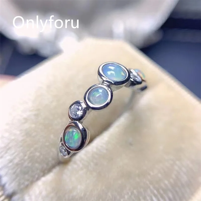 

October Birthstone Round Australia Natural Opal 3mm and 4mm Round Shape Silver 925 New Design for Girl