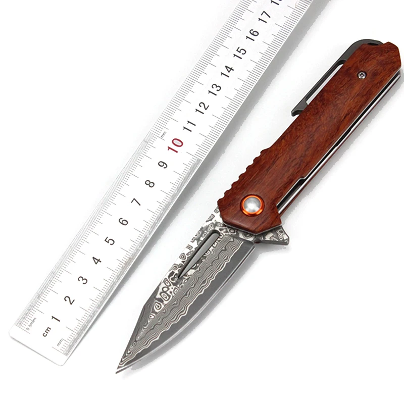

Ball Bearing Pocket Folding Knife High hardness Hand Tools yellow sandalwood Handle edc camping multi tool knife