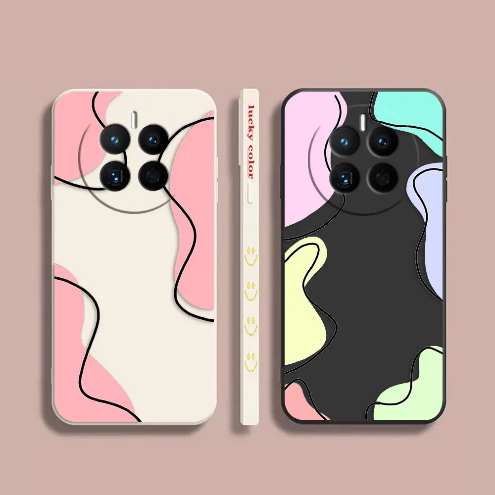 

Case For Huawei MATE 10 20 20X 30 40 50 P40 P50 P60 PRO PLUS Colour Simple Liquid Silicone Case Rich And Colorful Color Lines