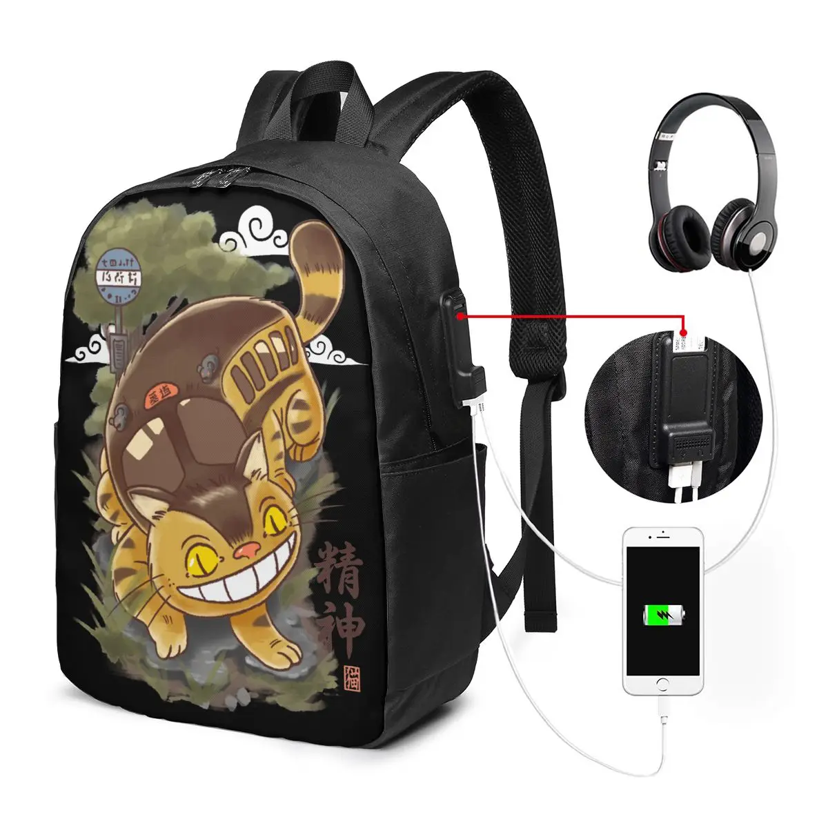 

Традиционный рюкзак Nekobasu для мужчин и женщин, мужские сумки для подростков, дорожный японский рюкзак для поездок в стиле Мой сосед Тоторо, т...