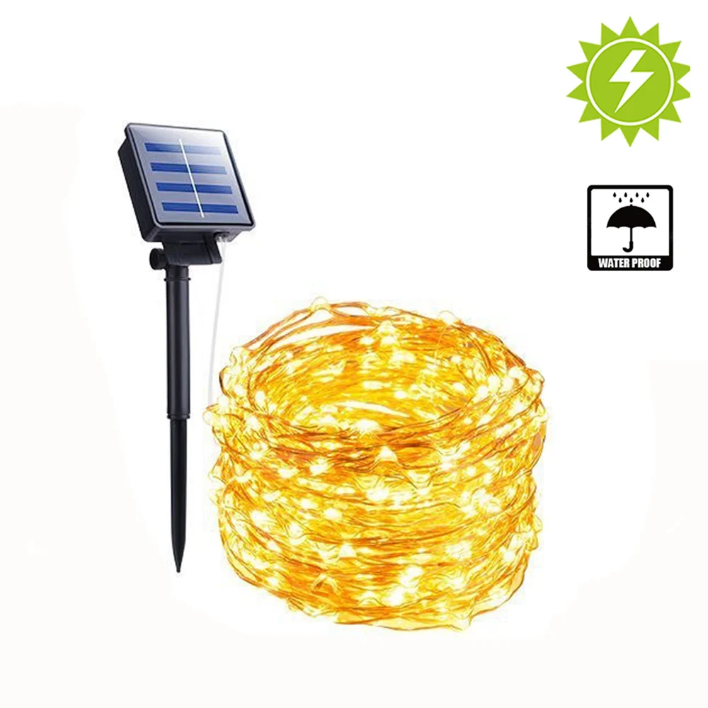 

5/10/20/30M Solar LED Lighting Outdoor Lamp Lights Charging Warm Copper Wire Bulbs Outdoor Christmas Garland Yard Decoration