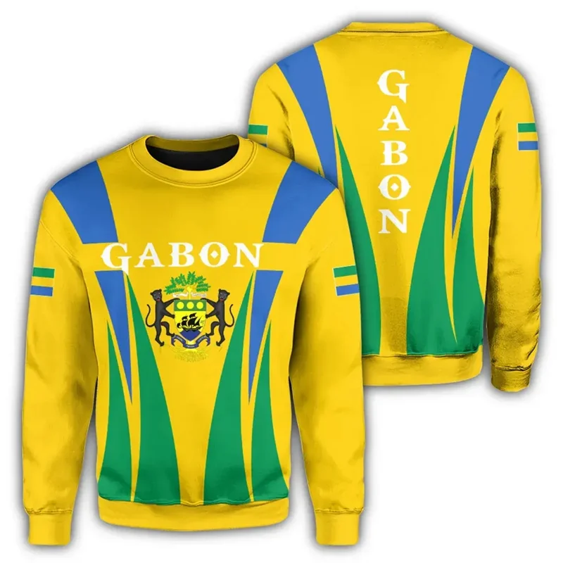 Gabon Flag Map Graphic Sweatshirts For Men Clothes Fashion Women Sweater Casual Male Streetwear Autumn Pullovers Boy Tracksuit