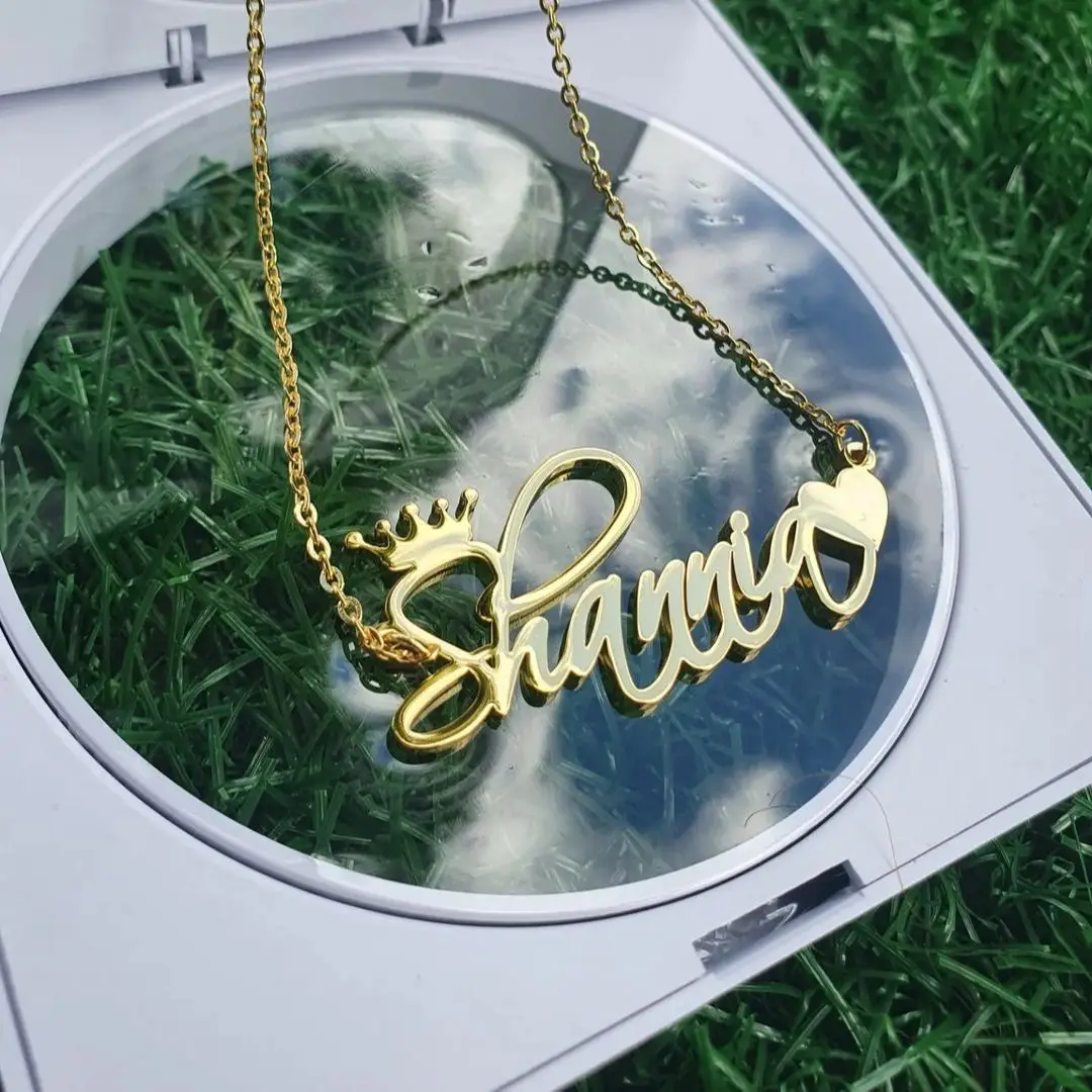 

Custom Name Necklace Gold Stainless Steel Signature Women Men Handwritten Personalized Bridesmaid Christmas Gift Nameplate Mujer