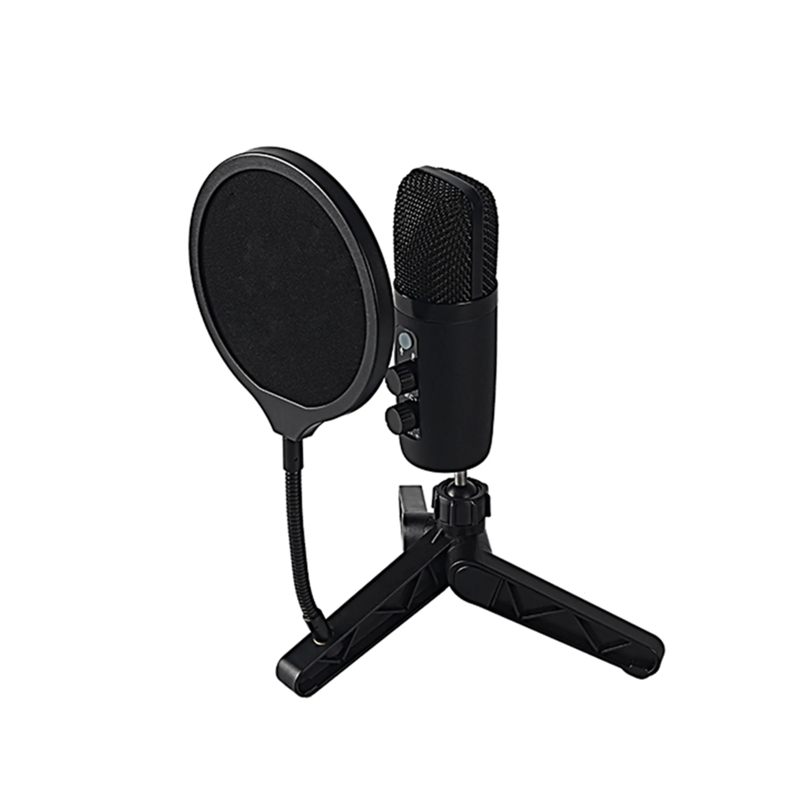 

Cardioid Condenser Microphone Desktop PC Mic Set with RGB Glare Breathing Lamp for Studio Recording Broadcasting Karaoke Singing